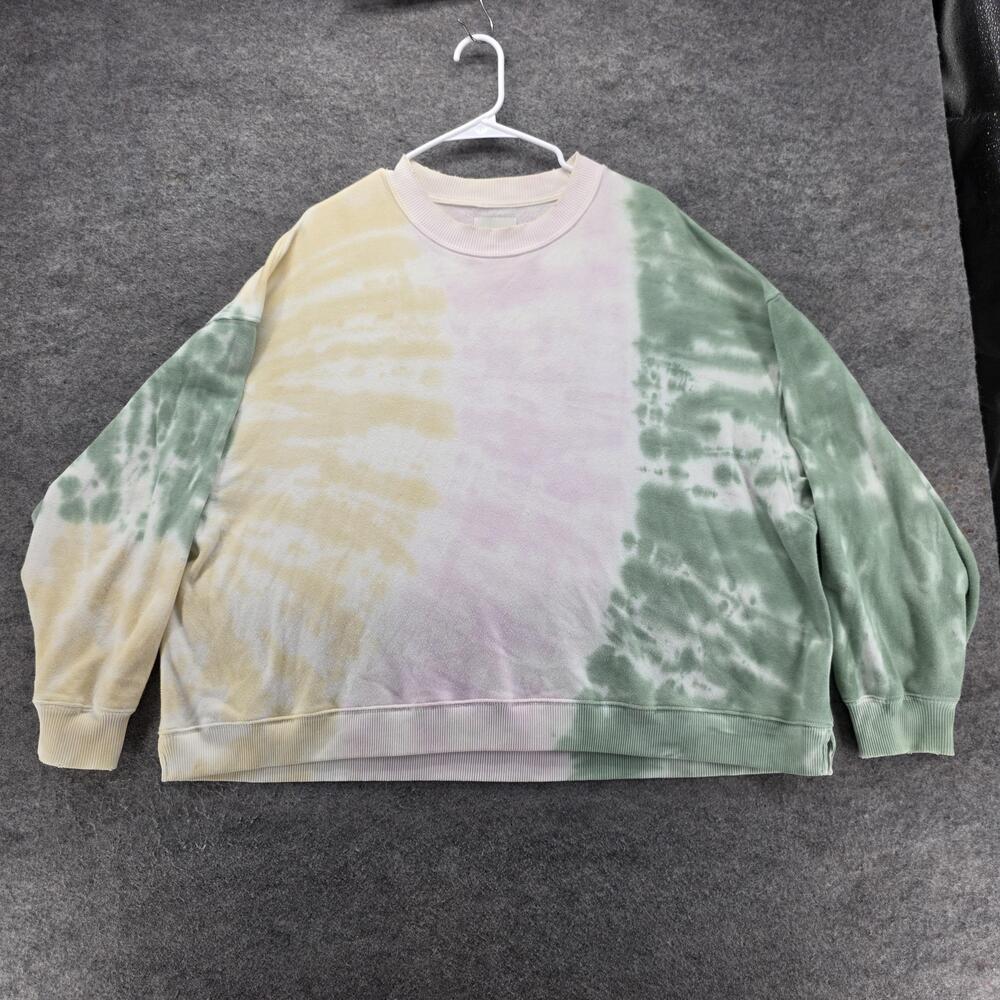 American Eagle Sweatshirt Womens Large Pastel Tie Dye Oversized Crewneck